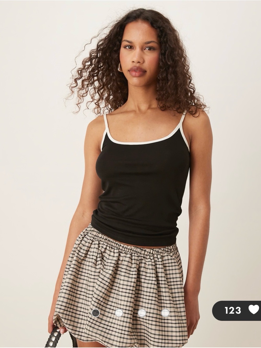 Mango Black Tank Top with White Contrast Trim